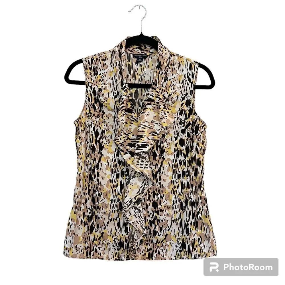 Banana Republic Neutral Animal Print Ruffle Sleeveless TankβBlouse Top SizeβSP